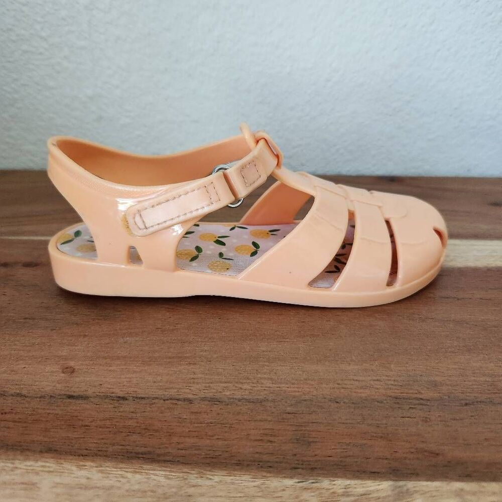Wonder nation girls size 11 peach sherbert fisherman jelly sandals closed toe